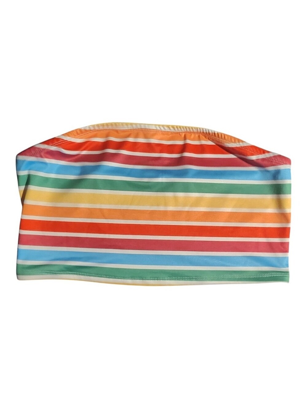 Madden NYC Rainbow Striped Bandeau Swimming Bikini Top Size Large